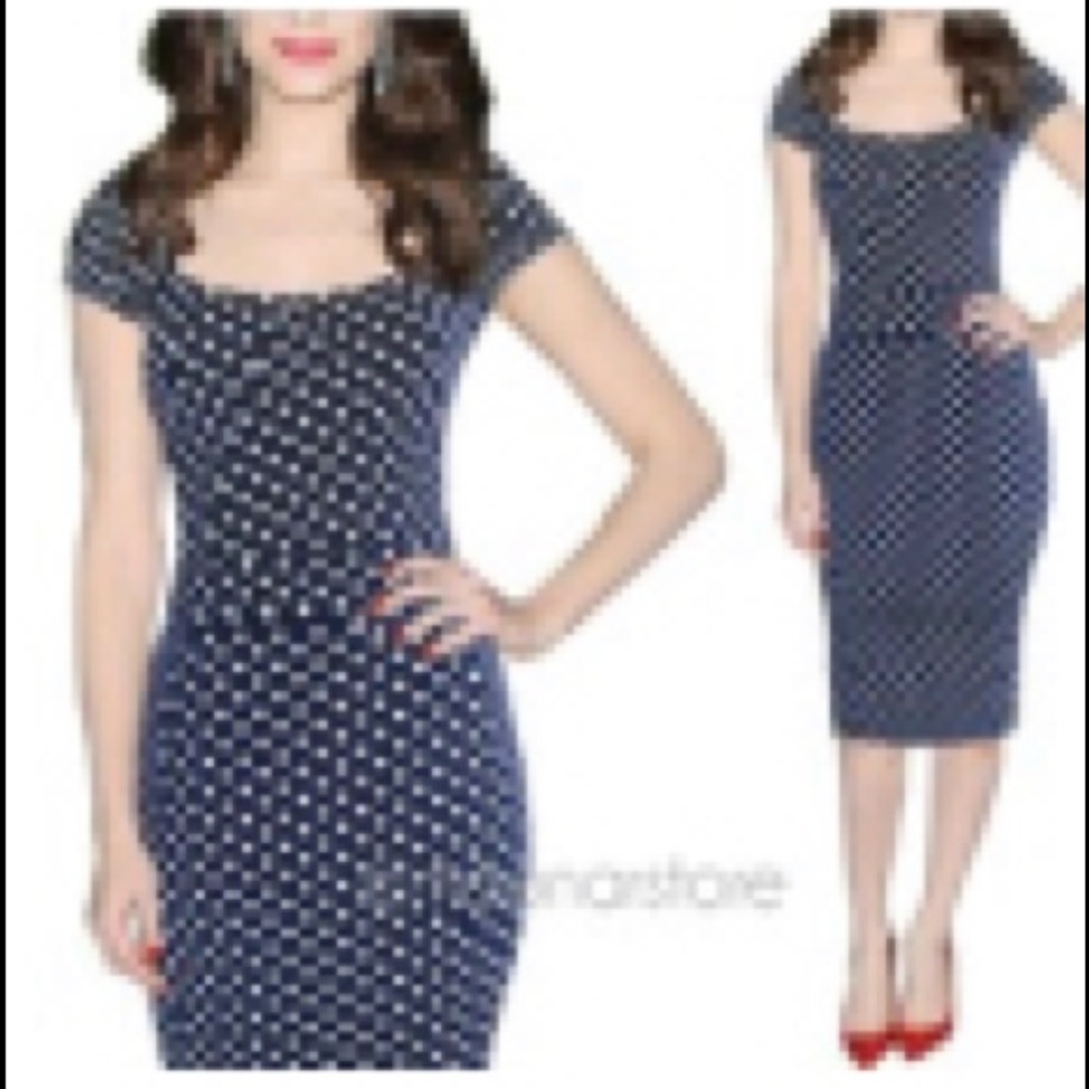 NWT Navy and White polka dot dress.